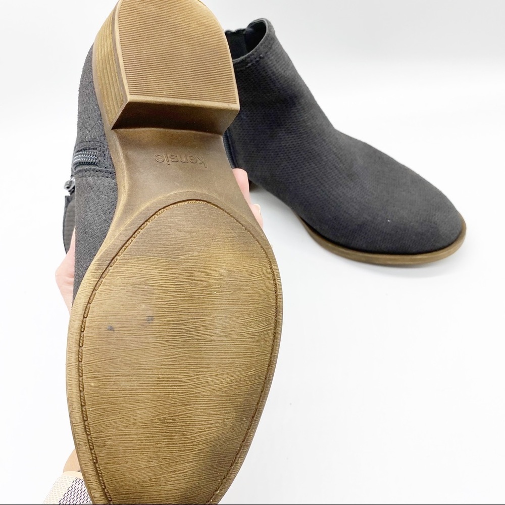 Kensie-Dark Gray Leather P'frated Ankle Bootie 9 - Picture 7 of 8